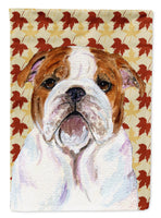 Bulldog English Fall Leaves Portrait Flag Canvas House Size