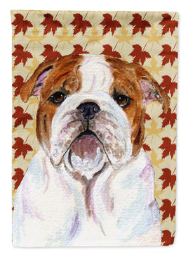 Bulldog English Fall Leaves Portrait Flag Canvas House Size
