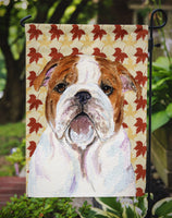 Bulldog English Fall Leaves Portrait Flag Garden Size