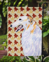 Borzoi Fall Leaves Portrait Flag Garden Size