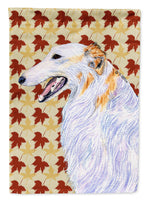 Borzoi Fall Leaves Portrait Flag Garden Size