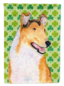 Collie Smooth St. Patrick's Day Shamrock Portrait Flag Canvas House Size
