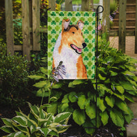 Collie Smooth St. Patrick's Day Shamrock Portrait Flag Garden Size