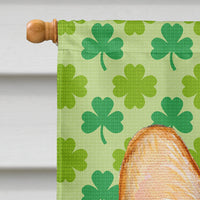Corgi St. Patrick's Day Shamrock Portrait Flag Canvas House Size