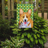 Corgi St. Patrick's Day Shamrock Portrait Flag Garden Size