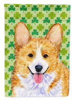 Corgi St. Patrick's Day Shamrock Portrait Flag Garden Size