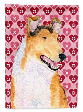 Collie Smooth Hearts Love and Valentine's Day Portrait Flag Canvas House Size