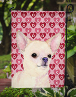Chihuahua Hearts Love and Valentine's Day Portrait Flag Garden Size