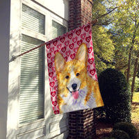 Corgi Hearts Love and Valentine's Day Portrait Flag Canvas House Size