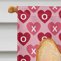 Corgi Hearts Love and Valentine's Day Portrait Flag Canvas House Size