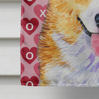 Corgi Hearts Love and Valentine's Day Portrait Flag Canvas House Size