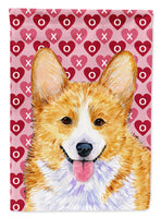 Corgi Hearts Love and Valentine's Day Portrait Flag Garden Size