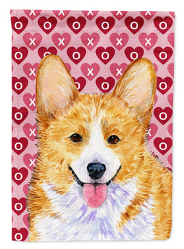Corgi Hearts Love and Valentine's Day Portrait Flag Garden Size