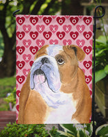 Bulldog English Hearts Love Valentine's Day Flag Garden Size