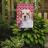 Clumber Spaniel Hearts Love and Valentine's Day Portrait Flag Garden Size