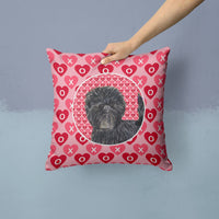 Affenpinscher Hearts Love and Valentine's Day Portrait Fabric Decorative Pillow SS4511PW1414