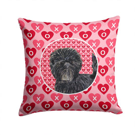Affenpinscher Hearts Love and Valentine's Day Portrait Fabric Decorative Pillow SS4511PW1414