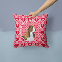 Springer Spaniel Hearts Love Valentine's Day Fabric Decorative Pillow SS4513PW1414