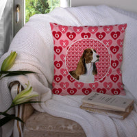 Springer Spaniel Hearts Love Valentine's Day Fabric Decorative Pillow SS4513PW1414