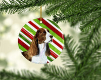 Springer Spaniel Candy Cane Holiday Christmas Ceramic Ornament SS4582