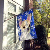 Chihuahua Winter Snowflakes Holiday Flag Canvas House Size