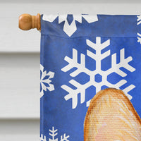 Corgi Winter Snowflakes Holiday Flag Canvas House Size