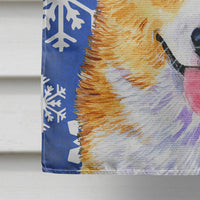 Corgi Winter Snowflakes Holiday Flag Canvas House Size