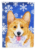 Corgi Winter Snowflakes Holiday Flag Canvas House Size