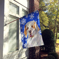 Clumber Spaniel Winter Snowflakes Holiday Flag Canvas House Size