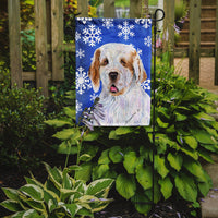 Clumber Spaniel Winter Snowflakes Holiday Flag Garden Size