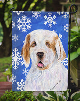Clumber Spaniel Winter Snowflakes Holiday Flag Garden Size