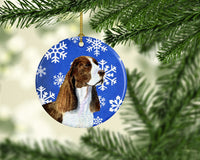 Springer Spaniel Winter Snowflakes Holiday Christmas Ceramic Ornament SS4651