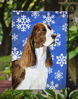 Springer Spaniel Winter Snowflakes Holiday Flag Garden Size