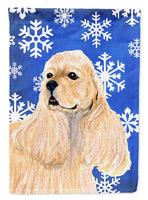 Cocker Spaniel Winter Snowflakes Holiday Flag Canvas House Size