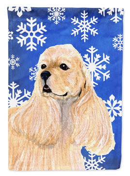 Cocker Spaniel Winter Snowflakes Holiday Flag Canvas House Size