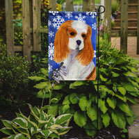 Cavalier Spaniel Winter Snowflakes Holiday Flag Garden Size