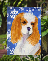 Cavalier Spaniel Winter Snowflakes Holiday Flag Garden Size