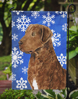 Chesapeake Bay Retriever Winter Snowflakes Holiday Flag Garden Size