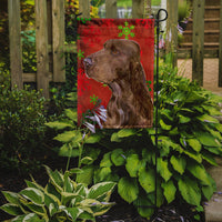 Field Spaniel Red and Green Snowflakes Holiday Christmas Flag Garden Size