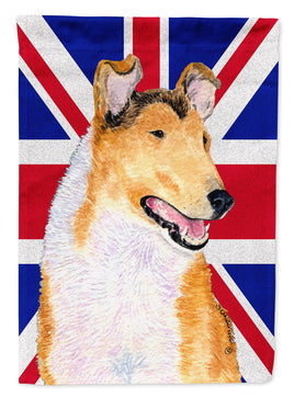 Collie Smooth with English Union Jack British Flag Flag Canvas House Size SS4912CHF