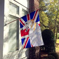 Borzoi with English Union Jack British Flag Flag Canvas House Size SS4917CHF