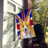Corgi with English Union Jack British Flag Flag Canvas House Size SS4928CHF