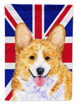 Corgi with English Union Jack British Flag Flag Canvas House Size SS4928CHF