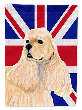 Cocker Spaniel Buff with English Union Jack British Flag Flag Garden Size