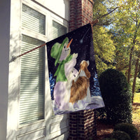 Snowman with English Springer Spaniel Flag Canvas House Size