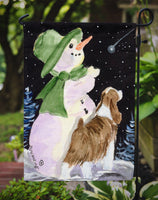 Snowman with English Springer Spaniel Flag Garden Size