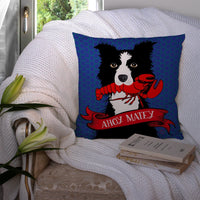 Ahoy Matey Nautical Border Collie Canvas Decorative Pillow VHA3011PW1414