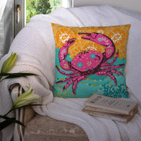 Coastal Pink Crab Fabric Decorative Pillow VHA3028PW1414