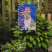 Blue Brindle Pit Bull Terrier USA American Flag Garden Size