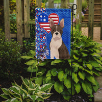 Brindle Boston Terrier USA American Flag Garden Size